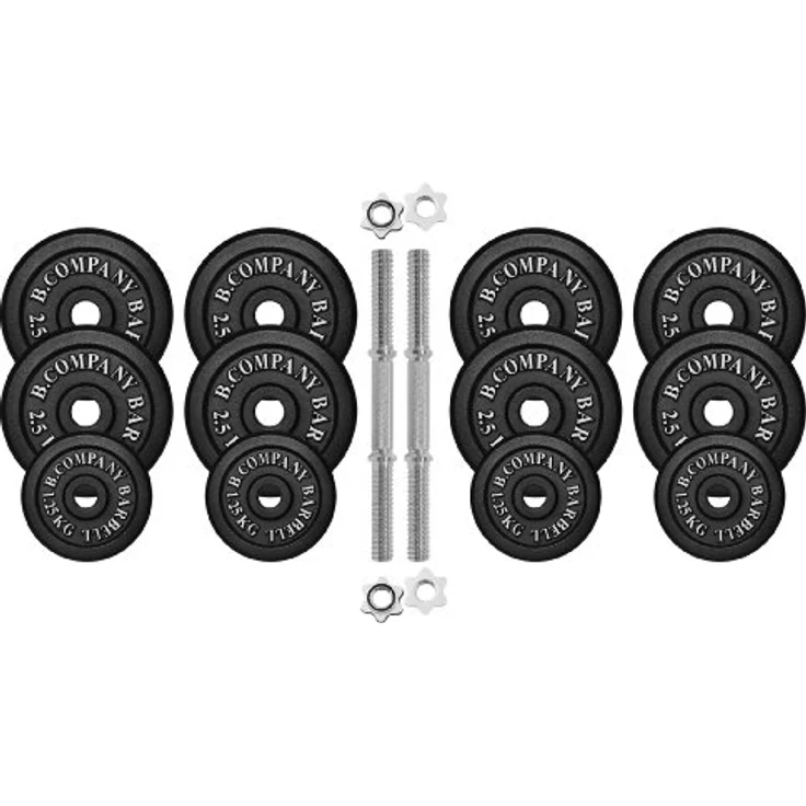 Bad Company Kurzhantel-Set I Hantelscheiben aus Gusseisen mit Kurzhantelstangen 30/31 mm I 2 x 15 kg – Bild 2