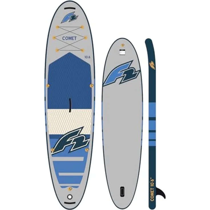 F2 SUP Stand Up Paddle Board Comet, 354 cm (11'6"), aufblasbar, grau, für Freizeit und Touring