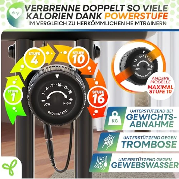 TRETMANN Neu Tretmann Hometrainer fahrrad Klappbar Set-extra bequem & leise [RelaxFoam] bis 150KG Belastbar Ergometer, Heimtrainer fahrrad, Ergometer Heimtrainer Senioren,  Bike Indoor, Fitnessbikes – Bild 3