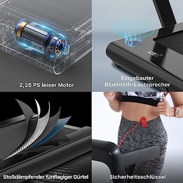 Mobvoi Home Laufband für Zuhause Klappbar 2,25 Ps Elektrisch Walking pad 12 KM/H eingebauter Bluetooth-Lautsprecher Fernbedienung Lauf- und Laufgerät für Heimfitnessübungen,Schwarz – Bild 4