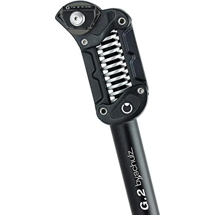 By Schulz G.2 LT Parallelogramm-Federsattelstütze, Schwarz, Ø 34.9 mm, 480 mm, Federweg 50 mm, E-Bike ready, bis 150 kg Fahrergewicht