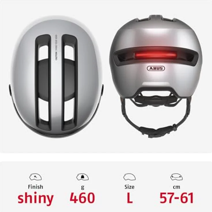 Abus HUD-Y ACE, Velohelm mit integriertem Glas-Visier und aufladbarer Heck-LED, Größe 57 - 61 cm – Bild 3