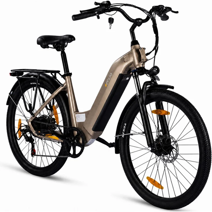 VANKEL Eclio Otium 3 E-Bike Cityrad Herren, 26 Zoll, 250W Heckmotor, 36V 18.2Ah Akku, bis 120 km Reichweite, Shimano 7-Gang-Schaltung, Blau