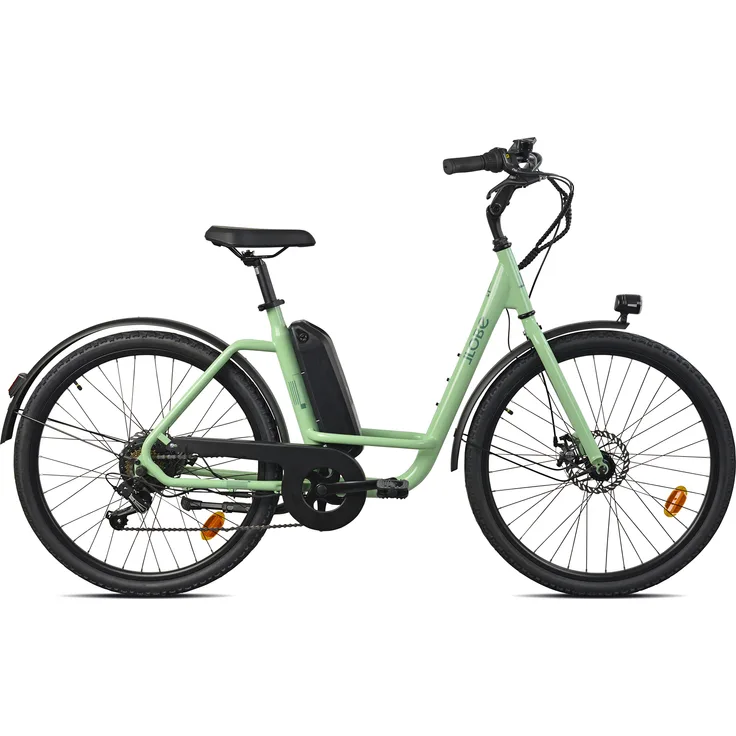 LLobe City E-Bike 26" Town Compact, grün mit Bafang-Hinterradmotor und Shimano 7-Gang Schaltung