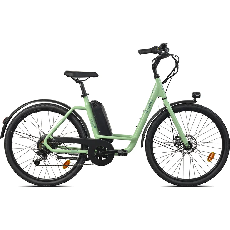 LLobe City E-Bike 26" Town Compact, grün mit Bafang-Hinterradmotor und Shimano 7-Gang Schaltung