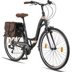 Licorne Bike Stella Plus Premium City Bike Aluminium Fahrrad - 21 Gang-Schaltung - Hollandfahrrad (28 Zoll, Schwarz)