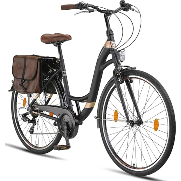 Licorne Bike Stella Plus Premium City Bike Aluminium Fahrrad - 21 Gang-Schaltung - Hollandfahrrad (28 Zoll, Schwarz) – Bild 1