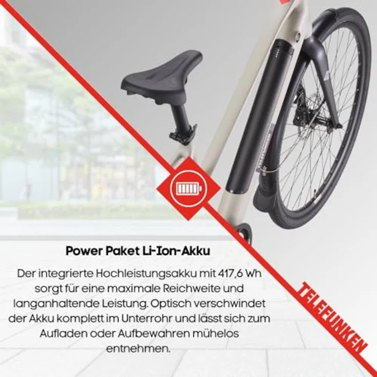 TELEFUNKEN E-Bike Damen 28 Zoll, Elektrofahrrad Hinterradmotor, 7-Gang Shimano Kettenschaltung, Hydr. Scheibenbremsen - Pedelec Urban-Bike, UH210 in weiß – Bild 5