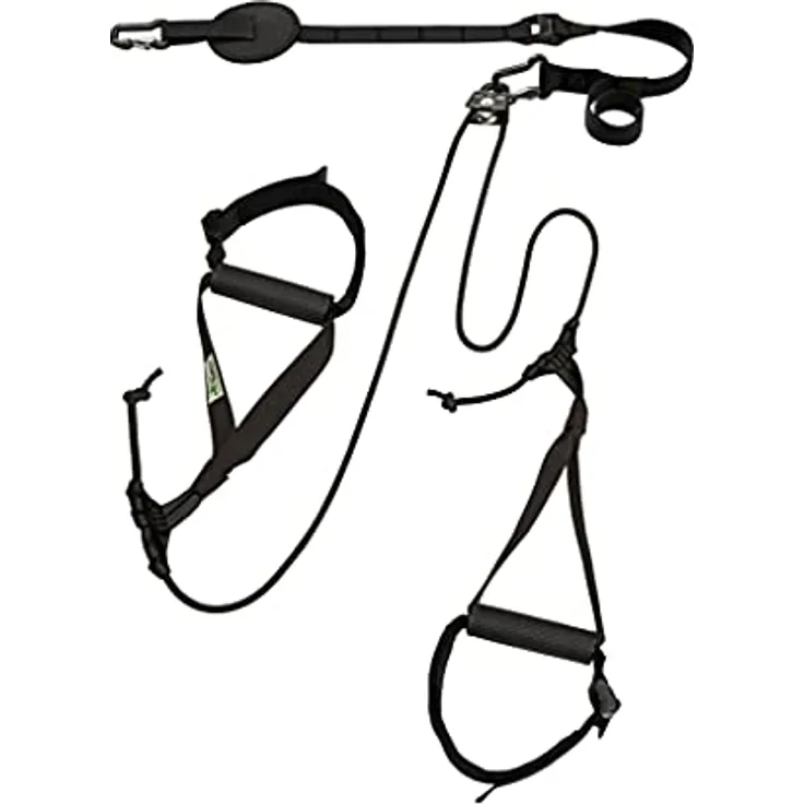 eaglefit - Premium Sling-Trainer „Allround“ für Zuhause inkl. Umlenkrolle, Türanker, Poster - Schlingentrainer verstellbar 90-310cm - Suspension Training für Krafttraining & Muskelaufbau (schwarz)