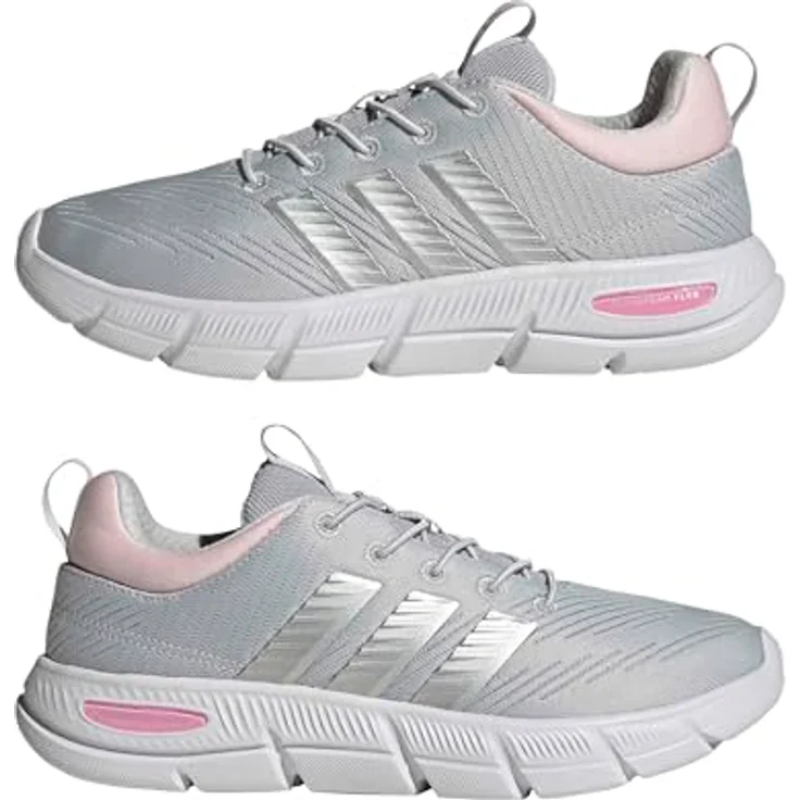 Adidas Cloudfoam Flex, Laufschuhe mit elastischen Schnürsenkeln, grau Light Solid Grey/Matte Silver/Clear Pink – Bild 7