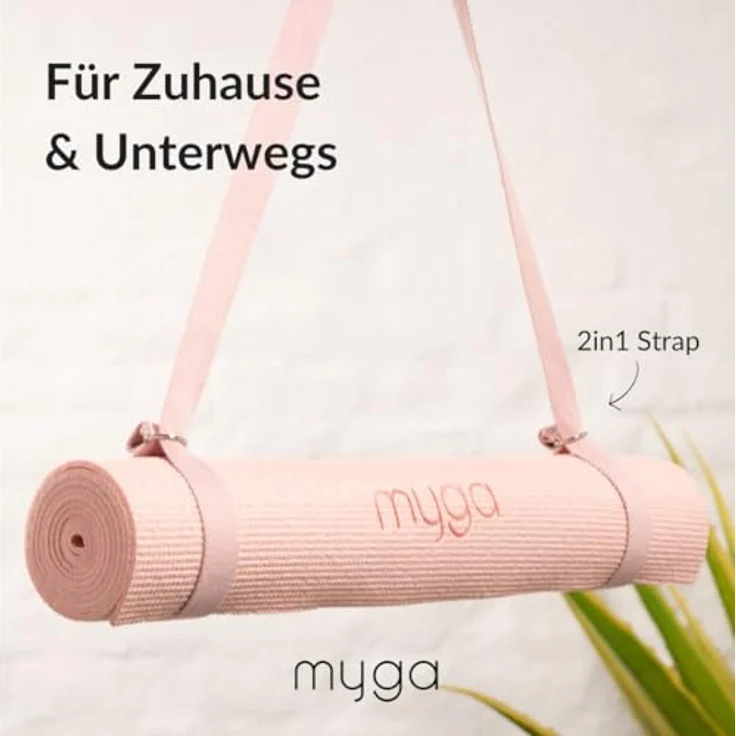 Myga Yoga Starter Kit, Komplettes Set mit rutschfester Yogamatte (4 mm), Yogablock und Gurt, ideal für Anfänger und Reisen, rosa – Bild 5