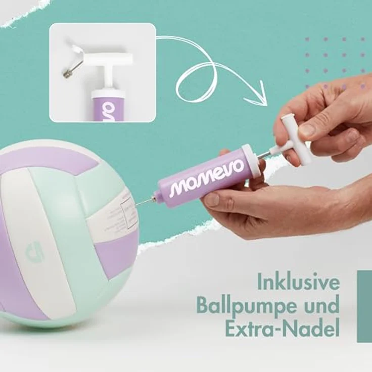 MOMEVO Sundowner Beachvolleyball, weicher Trainingsball mit Pumpe, offizielle Größe und Gewicht – Bild 5