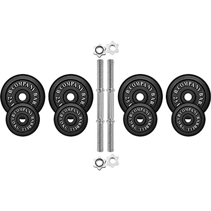 Bad Company Kurzhantel-Set I Hantelscheiben aus Gusseisen mit Kurzhantelstangen 30/31 mm I 2 x 10 kg – Bild 2