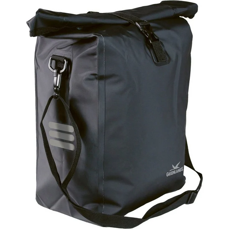 GREENLANDS BICYCLE BAGS Fahrradtasche Wasserdicht mit Rollverschluss, 18-23 Liter, Schwarz, reflektierende Elemente