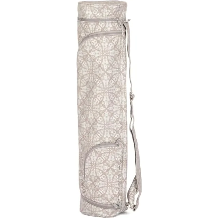 Bodhi Yogatasche ASANA Bag Cotton | Maharaja Collection | 100% Baumwolle | Yogamattentasche in verschiedenen Größen | inkl. Außentaschen | 70 cm | Raja/Taupe, Silber – Bild 2