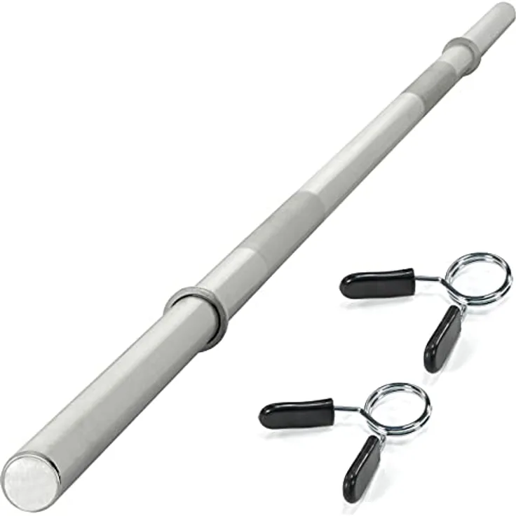 MAXXIVA Hantelstange 180 cm Krafttraining Zugstange Langhantelstange silber verchromt Workout Bodybuilding Fitness Federverschlüsse Gewichtheben