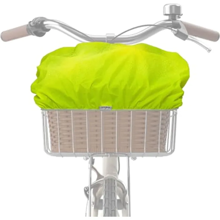 ECENCE Fahrradkorb Regenschutz Gelb, wasserabweisende Abdeckung mit flexiblem Gummizug für universellen Einsatz