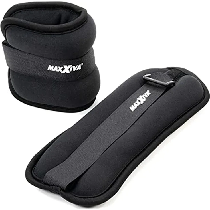 MAXXIVA® Laufgewicht-Set Rot 2 x 0,5kg Gewichtsmanschetten Arme Beine Eisensandfüllung Krafttraining Joggen Reha Workout Fitness