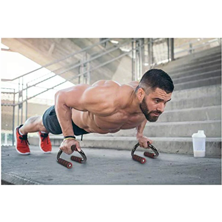 Sport-Tec Push Up Liegestützgriffe, rutschfester Schaumstoffgriff, stabiler Stahl, 360-Grad-Design, Paar – Bild 3