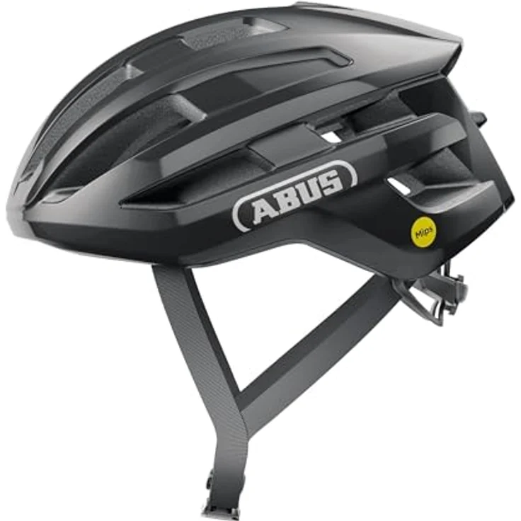 ABUS Rennradhelm PowerDome MIPS, leichter Fahrradhelm mit Belüftungssystem und Aufprallschutz, Schwarz Glänzend, Größe S – Bild 1