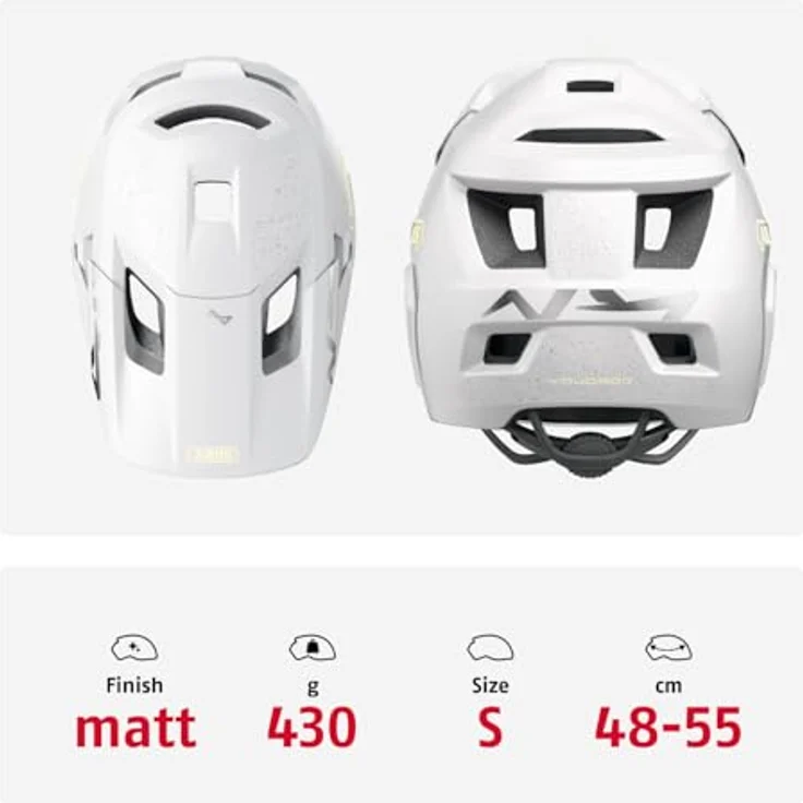 ABUS MTB-Helm YouDrop FF, Fullface-Helm für Kinder und Jugendliche mit abnehmbarem Kinnschutz, Weiß, Größe S – Bild 3