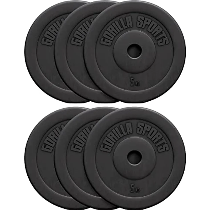 GORILLA SPORTS® Hantelscheiben - Einzeln/Set, 1,25kg, 2,5kg, 5kg, 7,5kg, 10kg, 15kg, 27,5kg, 30kg Gewichte, 30mm Bohrung, aus Kunststoff - Gewichtsscheiben, Hantelscheiben-Set, Hanteln – Bild 1