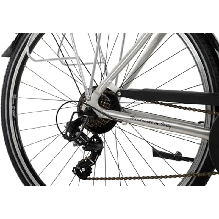 Ciclista Ponte Vecchio Trapez Damenrad, Citybike mit 21-Gang Shimano Schaltung, Aluminiumrahmen, silber-schwarz-rot, 56 cm – Bild 2
