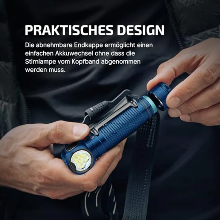 OLIGHT Perun 3, LED Stirnlampe 3000 Lumen mit 7 Lichtmodi, Sensor, Rotlicht, IP68 wasserdicht, wiederaufladbar, Midnight Blau – Bild 5