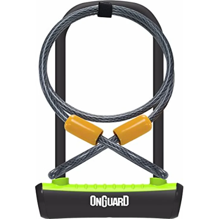 Onguard U-Lock Veloschloss, 11 mm dick, 1200 mm lang, neongrün, inkl. 2 Schlüssel und Kabel – Bild 2