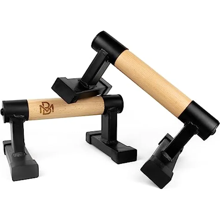 Müller & Blum Parallettes Holz, rutschfeste Liegestützgriffe, Premium Calisthenics Equipment für Indoor & Outdoor, gelenkschonende Push Up Bar Krafttraining, belastbare Handstand Griffe, Liegestütze