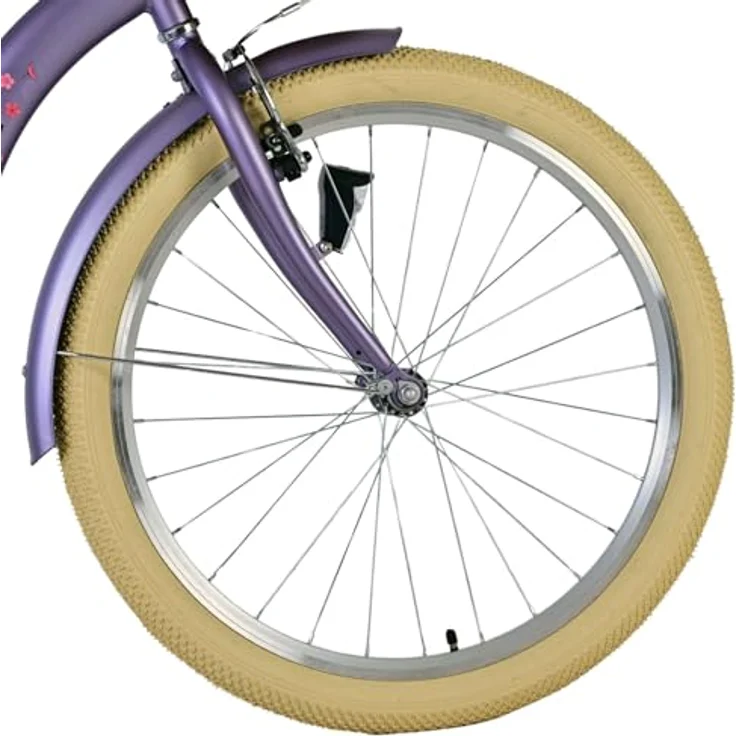 Volare Blossom Kinderfahrrad für Mädchen, 24 Zoll, lila, Vorderradbremsen, praktischer Korb, geschlossener Kettenschutz – Bild 2