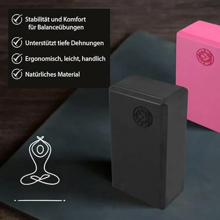 VonBueren Yoga Block 2er Set, EVA Yogablöcke 22 x 12 x 7,5 cm, rutschfest und stoßabsorbierend für optimale Stabilität – Bild 5