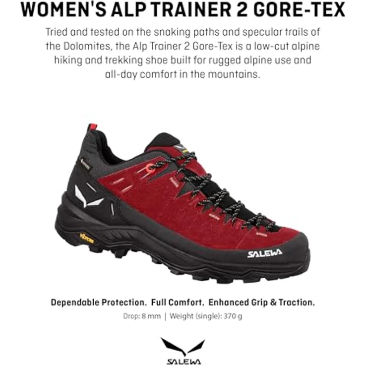 Salewa Alp Trainer 2 GTX Women, Wasserdichte Wanderschuhe mit Vibram Alpine Hiking Sohle, Größe UK 5,5, syrah/black – Bild 2