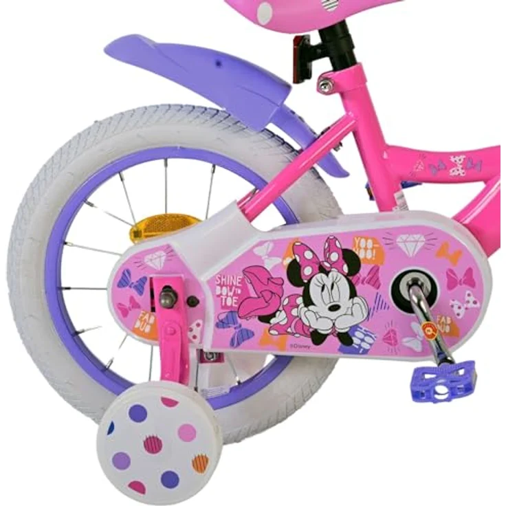 Volare Kinderfahrrad 14 Zoll Mädchenfahrrad Minnie Mouse 21412-SACB, Rücktritt, Korb, Stützräder, rosa – Bild 3