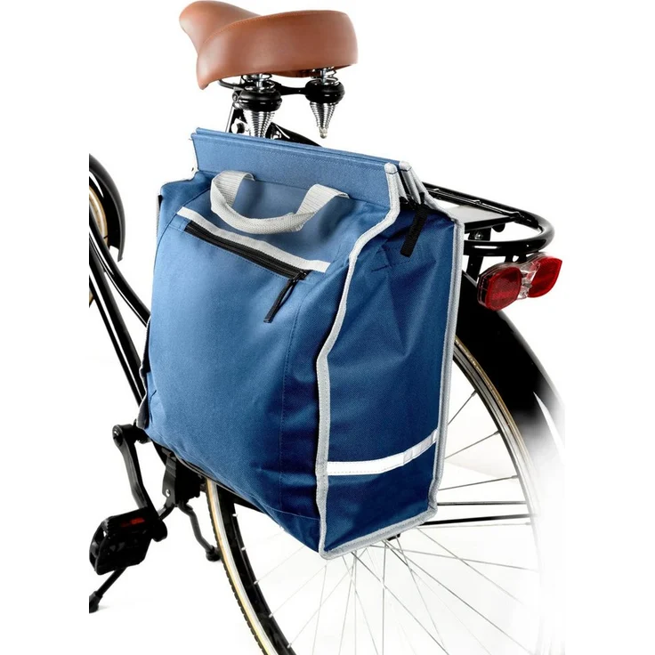 Dunlop Fahrradtasche für Gepäckträger, wasserdichte Einkaufstasche mit 3 Fächern, blau