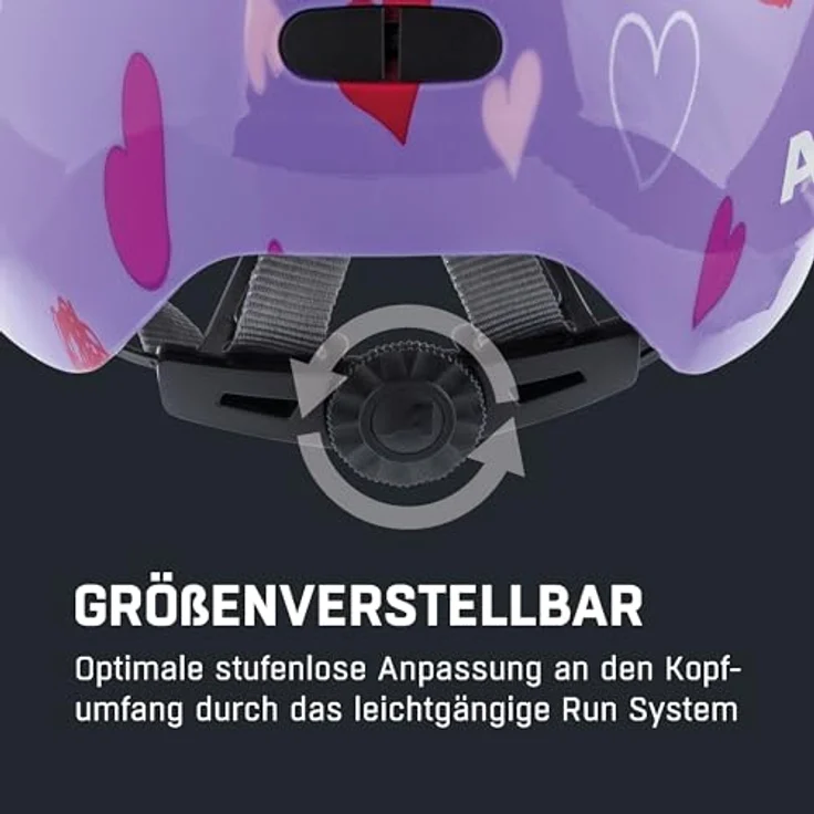 ALPINA Ximo Kinderfahrradhelm, Leichter und bruchfester Helm mit 360°-Fitsystem und optionalem LED-Licht, Purple Hearts Gloss, 47-51 – Bild 5