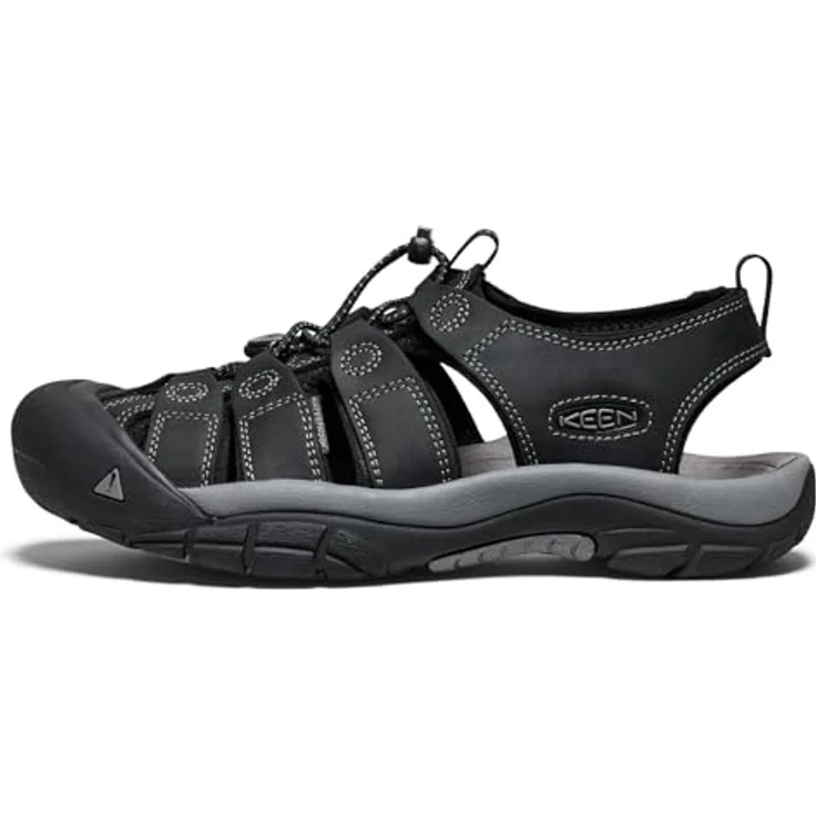 KEEN Newport Herren Wandersandalen, wasserdichtes Leder, anatomisches Fußbett, Black/Steel Grey, Größe 44 – Bild 3