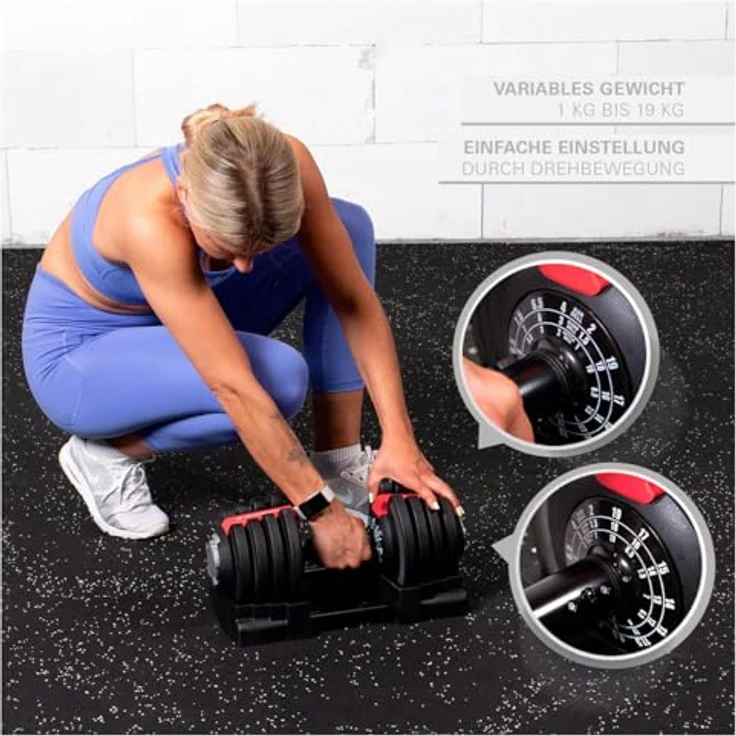 Sport-Tec 3 in 1 Multi Hantel-Set 1-19 kg, vielseitiges Hantelset für Ganzkörpertraining, platzsparend - Schwarz – Bild 4