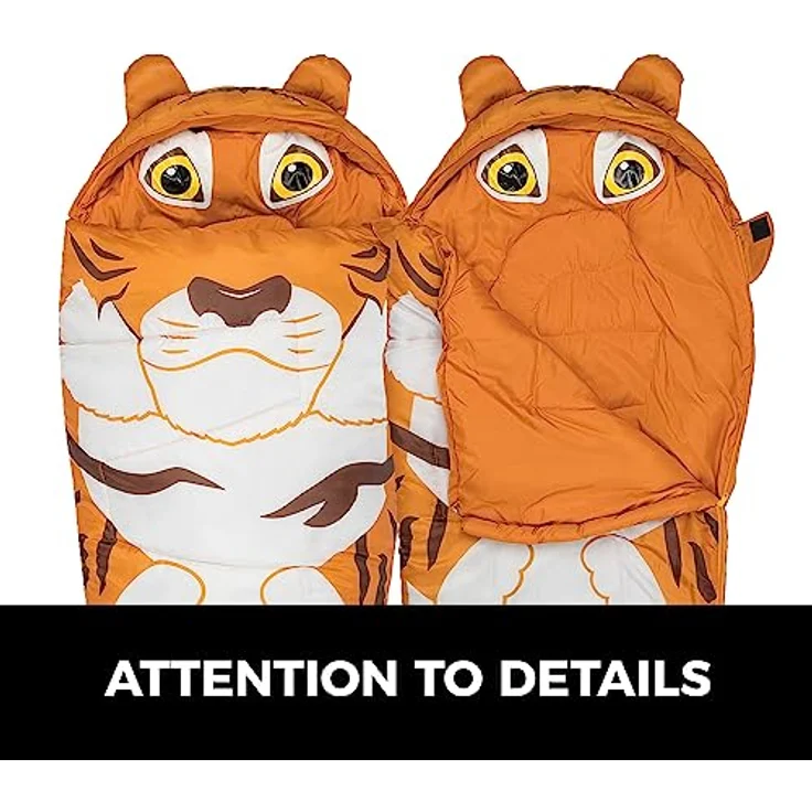 Highlander Kinder-Schlafsack im Mumien-Stil, warm und leicht, mit kreativen Designs (Schildkröte, Hai, Panda, Marienkäfer), ideal für Camping und Übernachtungen, 170 cm lang – Bild 4