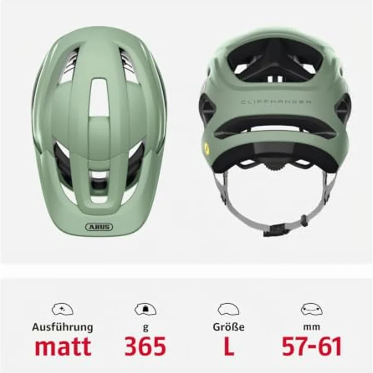 ABUS MTB-Helm Cliffhanger MIPS, Fahrradhelm mit MIPS Aufprallschutz, großen Lüftungsöffnungen, grün, Größe L – Bild 3