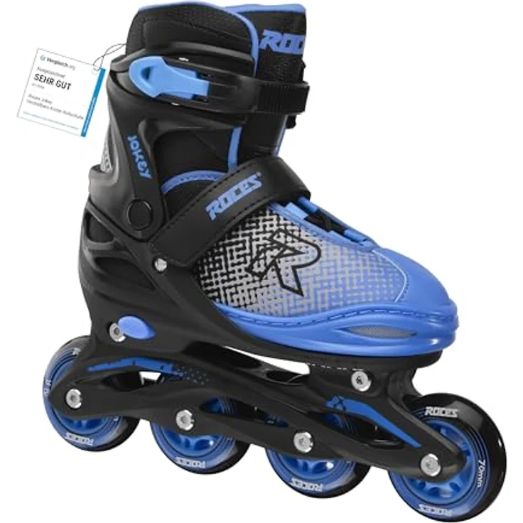 ROCES Jokey X Boy, Rollschuhe mit einfacher Größenverstellung, anatomischer Polsterung und abnehmbarer Bremse, schwarz – Bild 1