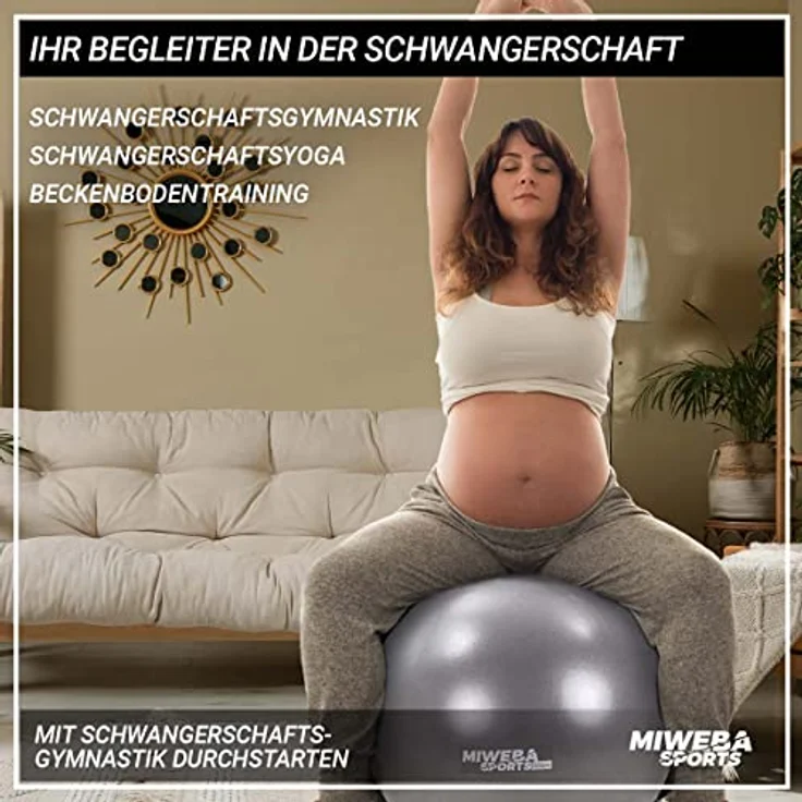 Miweba Sports Ballhocker Starfish - Traglast 300 Kg - 55 cm Gymnastikball aus PVC - Sitztrainer - Fitnessball Stuhl - Ergonomischer Sitzball - Sitzalternative Schreibtischstuhl Büro (Grau) – Bild 4