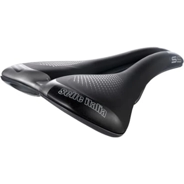 Selle Italia S5 Superflow, Velosattel mit Gel-Polsterung, Superflow-Technologie und Hi-Viz-Einsätzen, schwarz – Bild 1