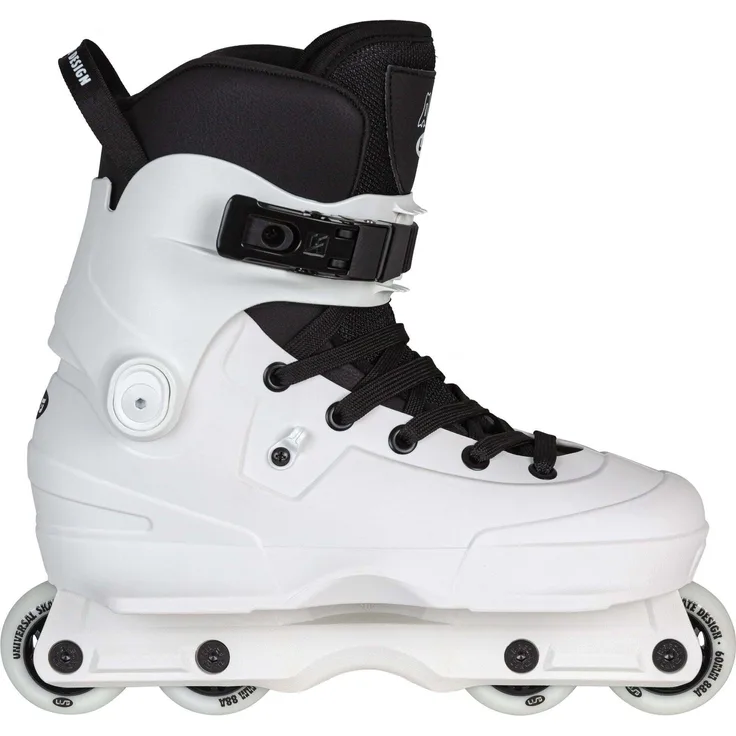 USD Aeon Team 60 Weiße Aggressive Skates mit höhenverstellbarer Manschette und WICKED ABEC 7 Lagern
