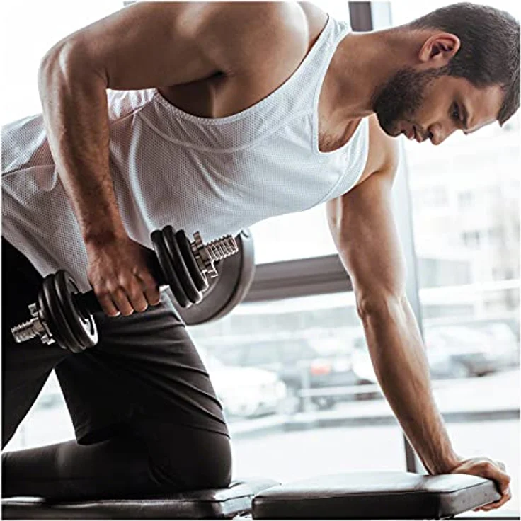 Sport-Tec Kurzhantel-Set, 20 kg - EINFACHER ZUSAMMENBAU, GERÄDELTE GRIFFE, JEDERZEIT WANDELBAR, FÜR VERSCHIEDENE ÜBUNGEN – Bild 3