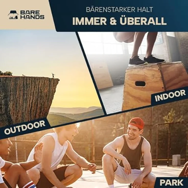 BARE HANDS Liegestützgriffe aus Holz "Modell S", 2er Set Parallettes, rutschfest & kompakt mit Video-Guide für Push Ups und Calisthenics – Bild 5