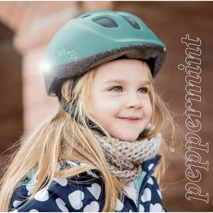Bobike Helm Go XS 46-53, Fahrradhelm mit 6 Lüftungsöffnungen, Insektenschutznetz und reflektierenden Aufklebern, Pfefferminze – Bild 7