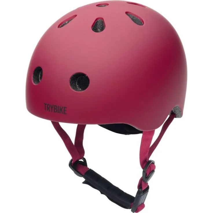 Trybike Retro-Velohelm, matt Vintage-Rot, für Kopfgrößen 45 - 51 cm mit bequemem Kinnriemen