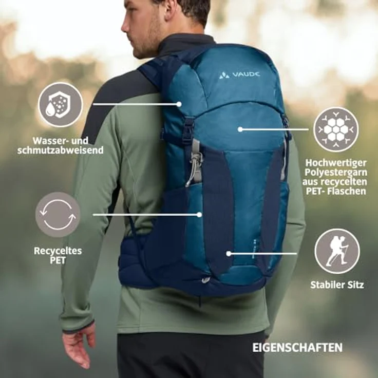VAUDE Brenta 24, Wanderrucksack für Damen & Herren, 24 Liter, mit Aeroflex 3D Belüftung, ErgoShape Schultergurten, Regenhülle und Eco Finish, ideal für Tagestouren – Bild 3