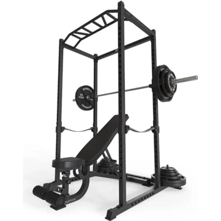 Atletica R5-Base Power Rack | Squat Rack Basiskäfig für Grundübungen | Multi-Grip Klimmzugstange, Safety Straps, J-Hooks & Gewichts-Pins | 213 cm Höhe, Kraftstationen – Bild 4